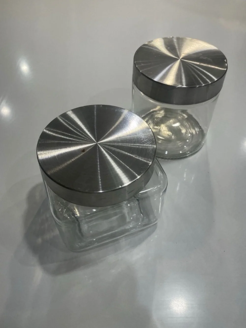 2 Pk Glass Food Storage Jars With Metal Lids